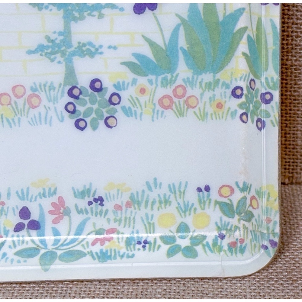 Vintage French Pheasant Floral Fiberglass Tray Birds Brick Wall Cottagecore - Picture 5 of 9
